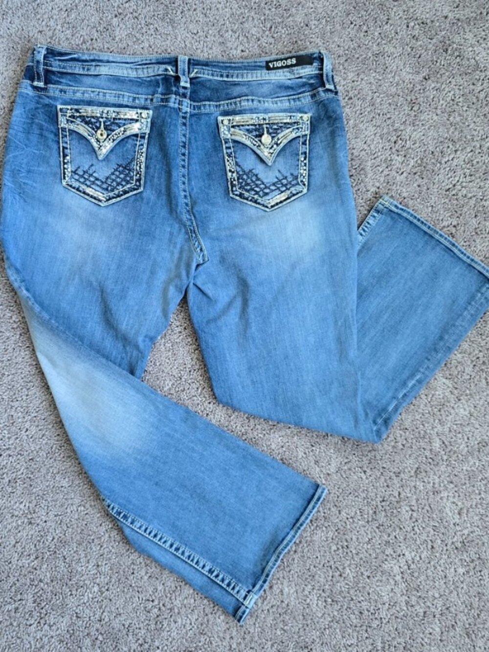 VIGOSS Heritage Fit Plus Size Bootcut Jeans Womens 20x32 Medium Wash Stretch